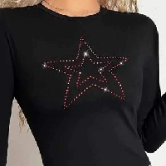 NWT Contemporary Rhinestone Star Pattern Top - Picture 6 of 6